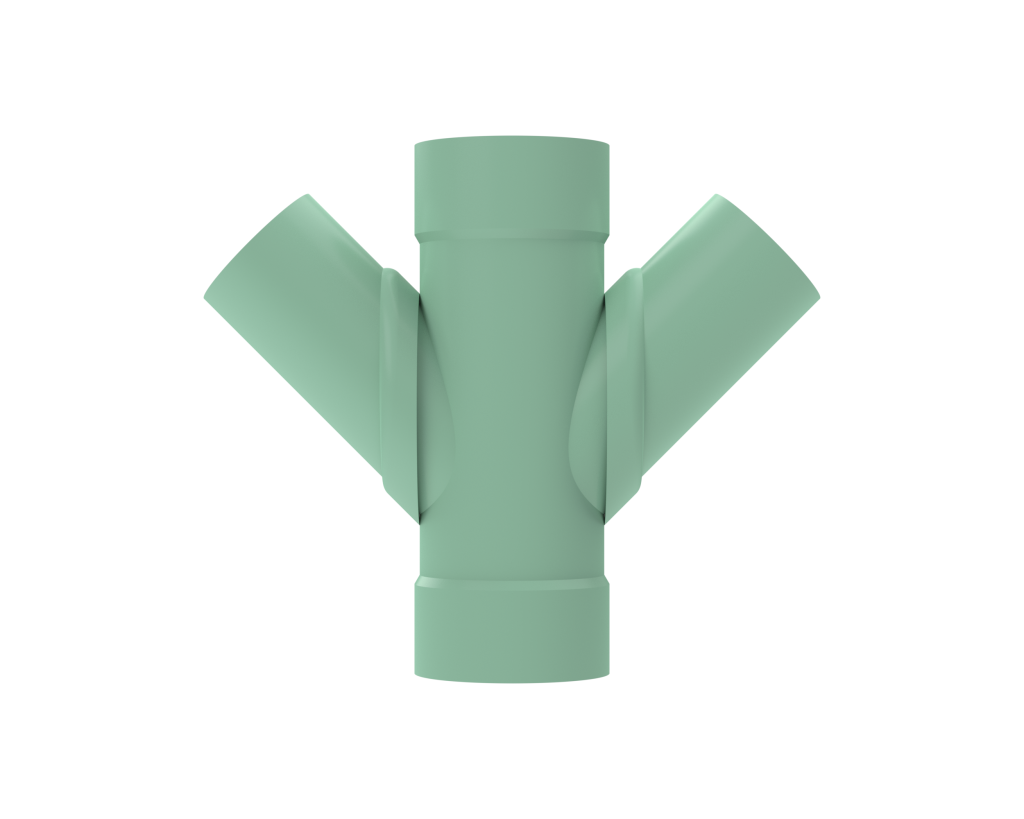 Solvent Weld SDR35 Sewer Fittings 45° Double Wye on white background
