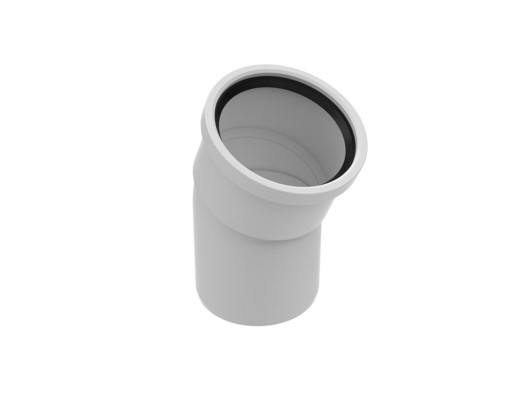 Trench Tough Plus Gasketed SDR26 Heavy Wall Sewer Fittings 22½° Extended Elbow on white background
