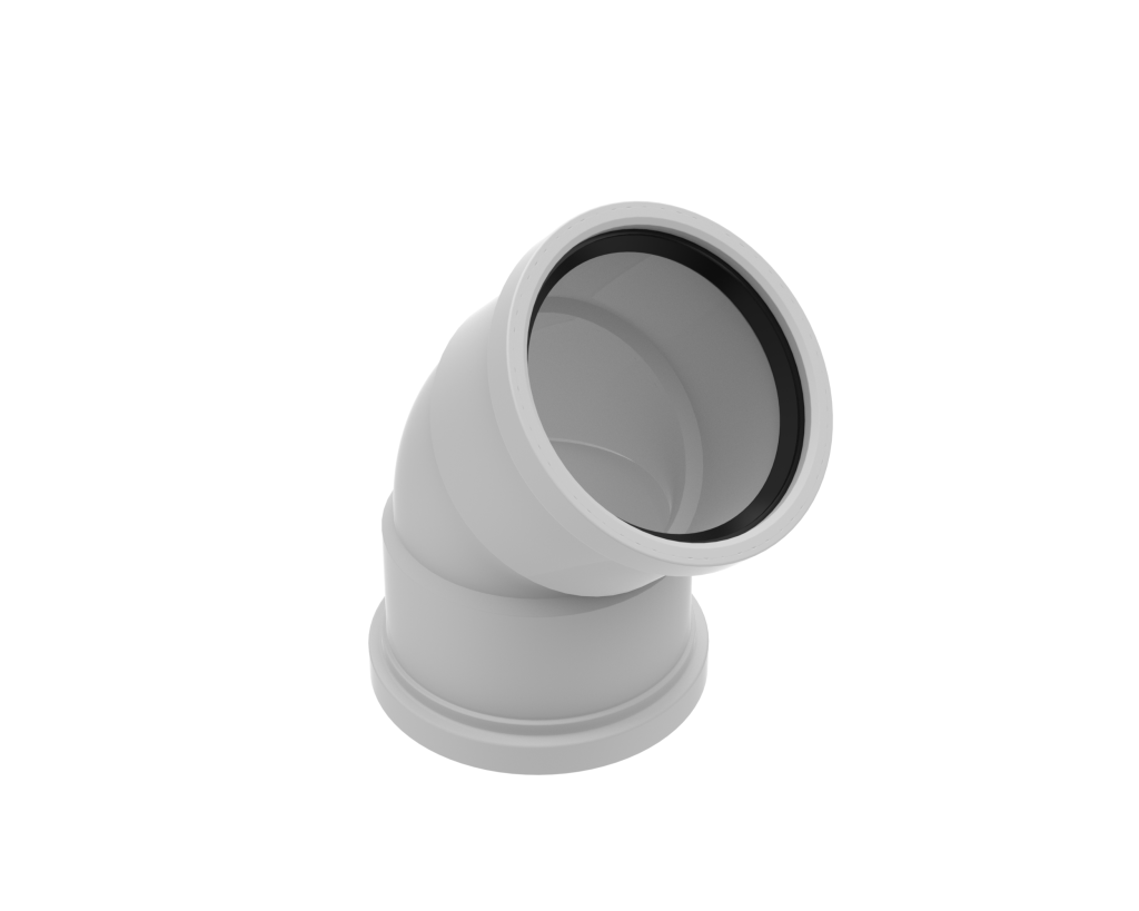 Trench Tough Plus Gasketed SDR26 Heavy Wall Sewer Fittings 45° Extended Elbow (GxG) on a white background