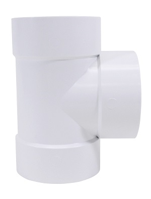 Solvent Weld SDR35 Sewer Fittings Tee (HxHxH) on white background