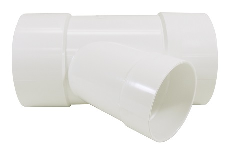 Solvent Weld SDR35 Sewer Fittings 45° Wye (HxHxH) on white background