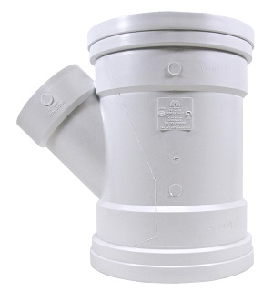Trench Tough Plus Gasketed SDR35 Sewer Fittings 45° Wye (GxGxDWV Hub) on white background